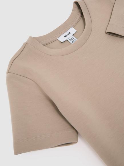 Reiss Kids' Bradley Interlock T-Shirt, Stone - view 2, Stone
