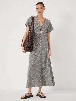 HUSH Grace Check Midi Dress, Navy Blue, Navy Blue