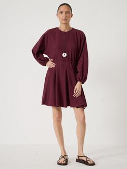 HUSH Thorne Textured Mini Dress, Maroon Red, Maroon Red