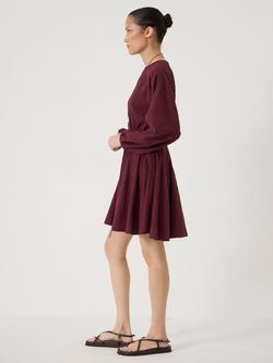 HUSH Thorne Textured Mini Dress, Maroon Red - view 2, Maroon Red