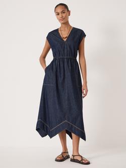 HUSH Klara Hanky Hem Denim Dress, Blue Rinse Wash, Blue Rinse Wash