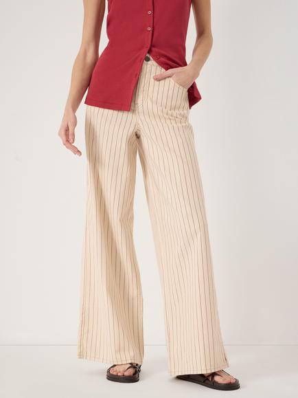 HUSH Nessa Stripe Wide Leg Jeans, Ecru/Red Stripe