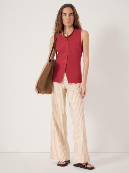 HUSH Nessa Stripe Wide Leg Jeans - view 2, Ecru/Red Stripe