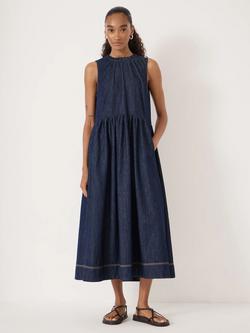 HUSH Marlowe Denim Midi Dress, Blue Rinse Wash, Blue Rinse Wash