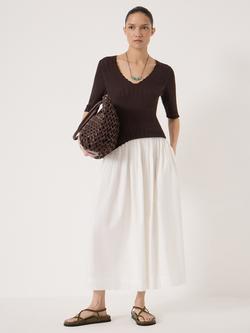 HUSH V-Neck Pointelle Knit Top, Dark Brown - view 2, Dark Brown