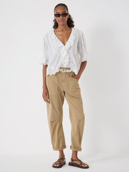 HUSH Cordi Barrel Leg Trousers - view 2, Stone Brown