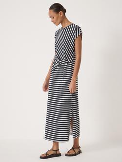 HUSH Athena Stripe Midi Dress, Navy - view 2, Navy