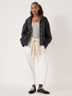 HUSH Melinda Funnel Neck Denim Jacket, Washed Black - view 2, Washed Black