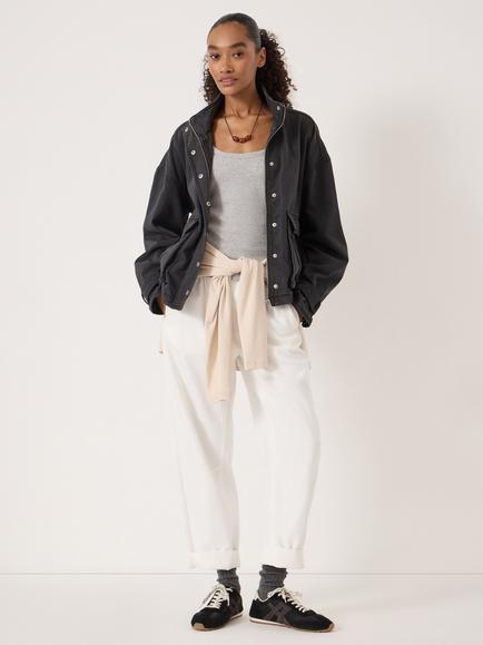 HUSH Melinda Funnel Neck Denim Jacket, Washed Black - view 2, Washed Black