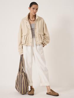 HUSH Melinda Supersoft Denim Funnel Neck Jacket - view 2, Sand