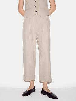 Jigsaw Striped Tailored Trousers, Beige, Beige