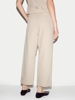 Jigsaw Striped Tailored Trousers, Beige - view 2, Beige