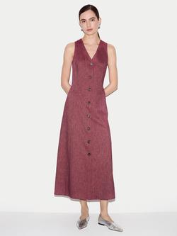 Jigsaw Chambray Waistcoat Dress, Red, Red