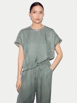 Jigsaw Cupro Rich Relaxed Fit T-Shirt, Khaki, Khaki