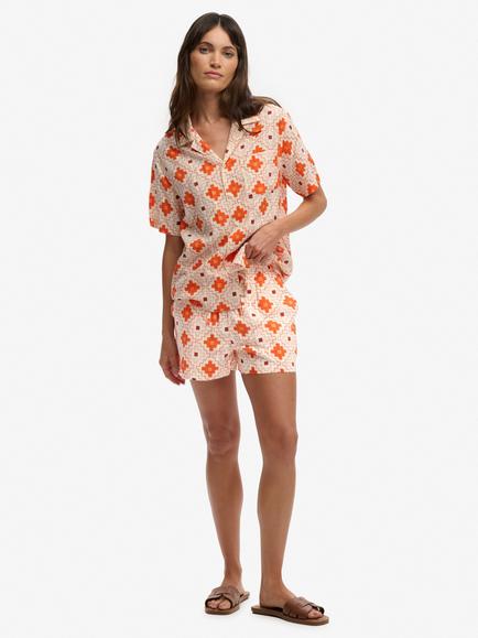 Superdry Tile Print Beach Shorts, Sashiko Tile Orange, Sashiko Tile Orange