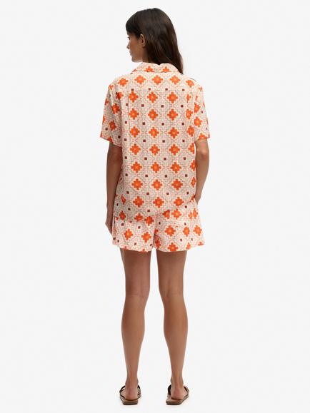 Superdry Tile Print Beach Shorts, Sashiko Tile Orange - view 2, Sashiko Tile Orange