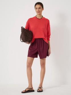 HUSH Cindy Linen Blend Crew Neck Jumper, Watermelon Red
