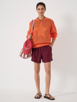 HUSH Lillie Open Stitch Star Graphic Cotton Jumper - view 2, Bright Orange