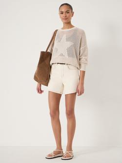 HUSH Lillie Open Stitch Star Graphic Cotton Jumper - view 2, Stone White