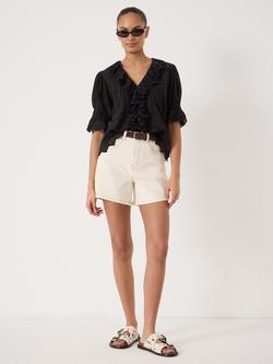 HUSH Koa Ruffles Broderie Blouse, Black - view 2, Black