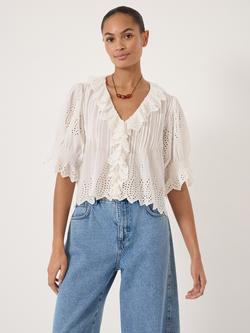 HUSH Koa Cotton Broderie Blouse, White, White