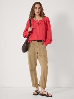 HUSH Rhea Cotton Cheesecloth Blouse, Watermelon Red, Watermelon Red