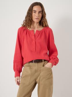 HUSH Rhea Cotton Cheesecloth Blouse, Watermelon Red - view 2, Watermelon Red