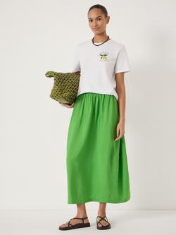 HUSH Liddie A-Line Midi Skirt containing LENZING™ ECOVERO™ Viscose, Bright Green - view 2, Bright Green