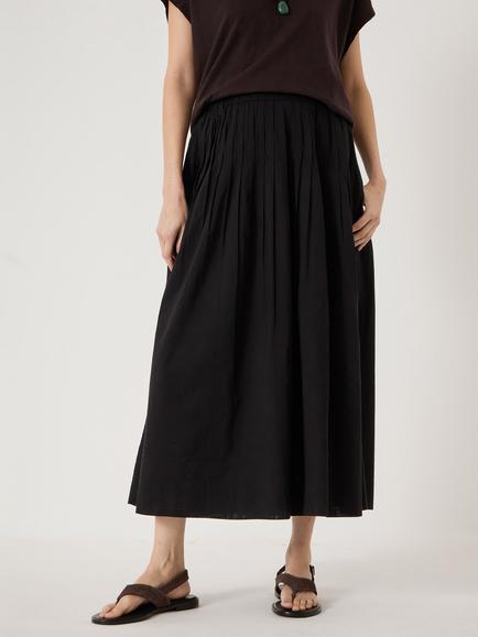 HUSH Maddie Pleated Cotton Voile Midi Skirt, Black, Black
