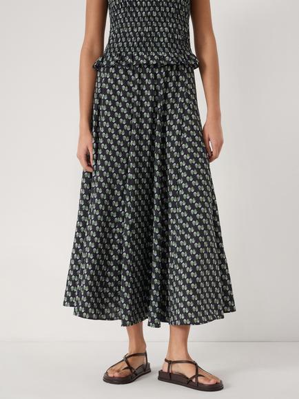 HUSH Mavi Midi Skirt, Blue/Multi, Blue/Multi