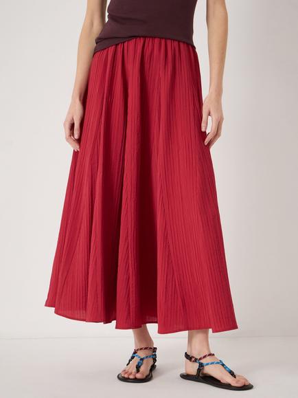 HUSH Mavi Godet Crinkle Midi Skirt containing LENZING™ ECOVERO™ Viscose, Ruby Red, Ruby Red