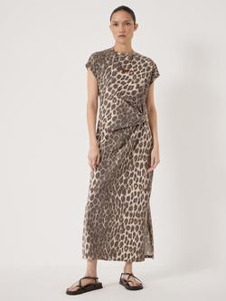 HUSH Athena Twist-Detail Jersey Dress, Neutral Brown, Neutral Brown