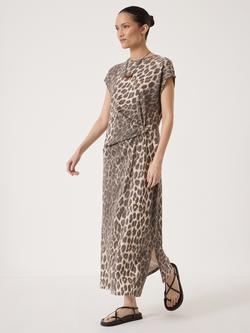 HUSH Athena Twist-Detail Jersey Dress, Neutral Brown - view 2, Neutral Brown