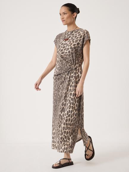 HUSH Athena Twist-Detail Jersey Dress, Neutral Brown - view 2, Neutral Brown