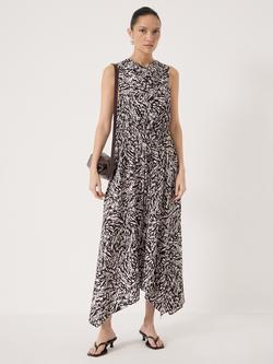 HUSH Estie Cowl Neck Hanky Hem Dress containing LENZING™ ECOVERO™ Viscose, Red/Multi, Red/Multi