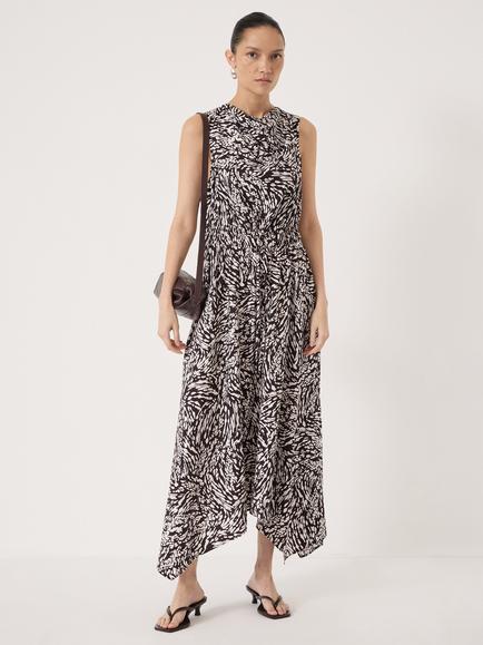 HUSH Estie Cowl Neck Hanky Hem Dress containing LENZING™ ECOVERO™ Viscose, Red/Multi, Red/Multi