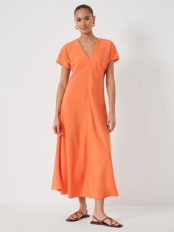 HUSH Grace V-Neck Air Flora Maxi Dress containing LENZING™ ECOVERO™ Viscose, Bright Orange, Bright Orange