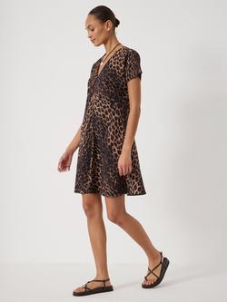 HUSH Grace A-Line Mini Dress containing LENZING™ ECOVERO™ Viscose, Soft Leopard - view 2, Soft Leopard