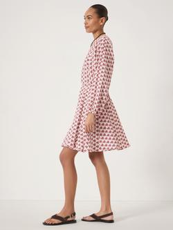 HUSH Ines Geometric Floral Crinkle Mini Dress containing LENZING™ ECOVERO™ Viscose, Red - view 2, Red