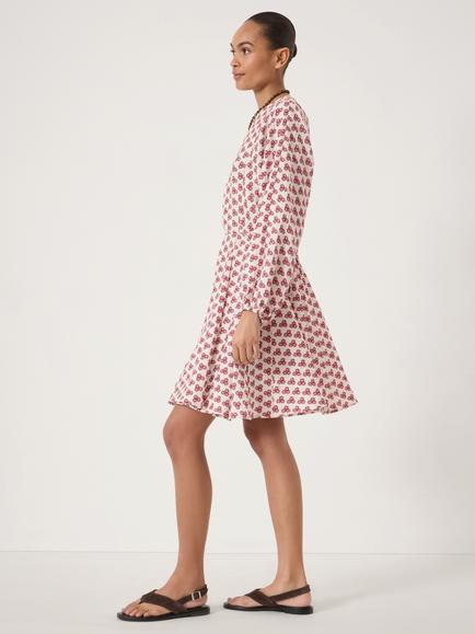 HUSH Ines Geometric Floral Crinkle Mini Dress containing LENZING™ ECOVERO™ Viscose, Red - view 2, Red