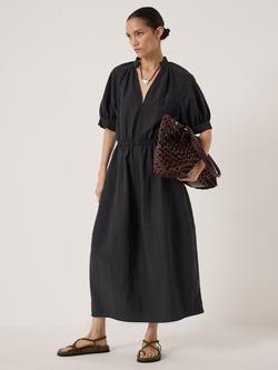HUSH Isla Short Sleeve Midi Dress, Navy Blue, Navy Blue