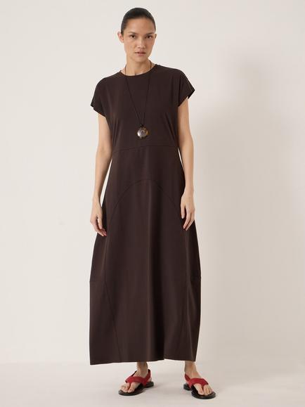 HUSH Barrel Fit Jersey Dress, Dark Brown, Dark Brown