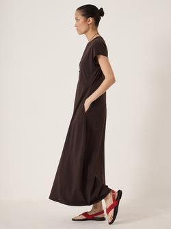 HUSH Barrel Fit Jersey Dress, Dark Brown - view 2, Dark Brown