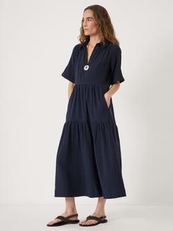 HUSH Maeve Cotton Shirt Dress, Navy Blue