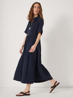HUSH Maeve Cotton Shirt Dress - view 2, Navy Blue