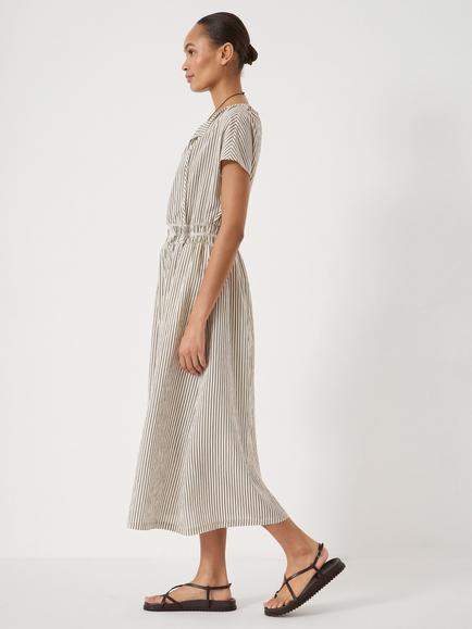 HUSH Nika Striped Smocked Waistband Midi Dress - view 2, Green/ White