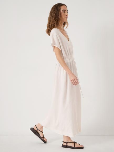 HUSH Remy Pleated Linen Blend Midi Dress containing LENZING™ ECOVERO™ Viscose, White - view 2, White