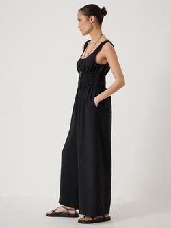 HUSH Wrenna Air Flow Gathered Straps Jumpsuit containing LENZING™ ECOVERO™ Viscose, Black - view 2, Black