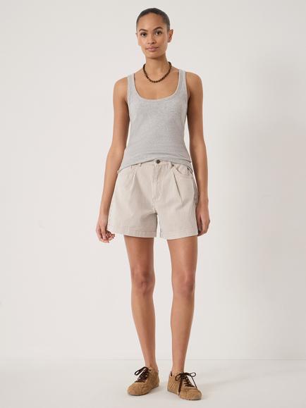 HUSH Larissa Stripe Denim Shorts, Ecru - view 2, Ecru