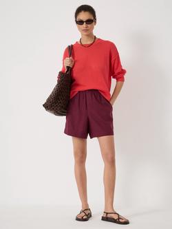 HUSH Luce Pull On Shorts containing LENZING™ ECOVERO™ Viscose, Maroon Red - view 2, Maroon Red